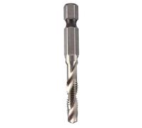 HSS Tap Drill Bit, M6 HSS Metric Hex Shank Screw Taps Tool, 1/4" Hex Handle Tap Drill Bit, Hexagonal Handle Compound Tap Drill Bit, Tap Taper and Drill Bits for Soft Metal, Aluminum, Iron