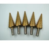 HSS Titan step drill Pack x5 4-20mm titanium nitride Kreator brand 9 steps x2mm
