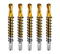 HSS Twist Drill Bit Set 5pcs Titanium Coated for Metal Steel Plastic - 6mm Straight Shank Split Point Jobber Length Gold