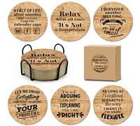 HSSPIRITZ 6 Pcs with Holder Drink Cork Coasters,Funny Office Coworkers,Novelty Gifts for New Colleagues Employees Boss,Office Desk Coasters,Humorous Christmas Birthday Gifts for Men Women
