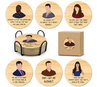 HSSPIRITZ New Girl Cork Coasters Set of 6, Funny Novelty Coasters for Drinks Absorbent with Holder Cup Desk Office Table Kitchen Decor accessories House Warming Gifts for New Home Couples,Round 4 Inch