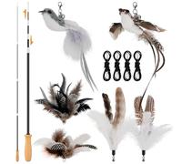 HSSPYY 11-Piece Cat Toy Set with 2 Telescopic Wands, 6 Feather and Bird Attachments, 4 Elastic Ropes - Interactive Play for Indoor Cats and Kittens