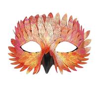 HSSPYY Amber Ember Masquerade Mask - Orange-Gold Half-Face Feather Bird Mask with PU Texture for Christmas Parties, Carnival, New Year’s Eve & Festive Fancy Dress