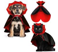 HSSPYY Halloween Pet Vampire Cape - 40cm Adjustable Red & Black Fancy Dress for Cats & Small Dogs (Yorkshire Terrier, British Shorthair) | Spooky Cloak with Stand-Up Collar