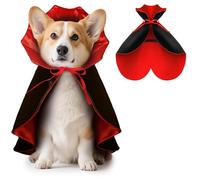 HSSPYY Halloween Pet Vampire Cape Adjustable Red & Black Fancy Dress for Medium Dogs (Beagle, Shiba Inu, French Bulldog) Spooky Cloak with Stand-Up Collar - 50cm