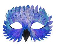 HSSPYY Iridescent Peacock Bird Mask - Elegant Half-Face Masquerade Accessory with Layered PU Feathers for Carnival, Fancy Dress & Theatre