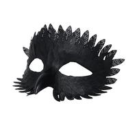 HSSPYY Obsidian Raven Masquerade Mask - Elegant Black Half-Face Bird Mask with PU Feather Texture for Christmas Parties, Carnival, New Year’s Eve & Fancy Dress Events