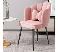 HSSTYLE Dressing Chairs for Bedroom Velvet Accent Chair Upholstered Modern Petal Side Chair Lounge Armchair for Home, Office,Pink #1,One Size