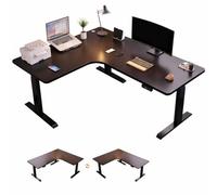 HSSTYLE Electric Standing Desk with 3 Memory Smart Panels, Reversible L Shaped Rising Table, Height Adjustable Table for Home Office Workstation,Black,140cm Left
