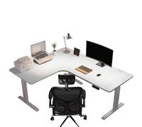 HSSTYLE L Shaped Electric Standing Desk Height Adjustable Standing Corner Desk Sit Stand Computer Table Home Office Desk Sit Stand,White,120cm/left corner