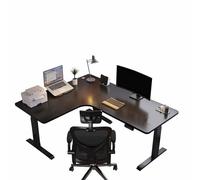 HSSTYLE L Shaped Electric Standing Desk Height Adjustable Standing Corner Desk Sit Stand Computer Table Home Office Desk Sit Stand,Black,160cm/left corner