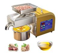 HSSTYLE Oil Press Machine Stainless Steel Organic Oil Press Hot/Cold Automatic Oil Extractor for Home Commercial