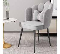 HSSTYLE Velvet Accent Chair Upholstered Dressing Chairs for Bedroom Modern Petal Side Chair Lounge Armchair for Living Room,Gray #1,One Size