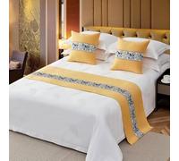 HSTANGKY Bed Runner Bedding Scarves Hotel Bedspread Decoration High-grade Cotton Linen Bedding Protection Simple Bed Towel for Twin Queen King Size-Yellow||50X260cm for 2.0m Bed