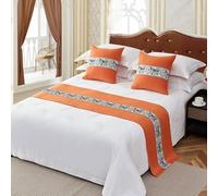 HSTANGKY Bed Runner Bedding Scarves Hotel Bedspread Decoration High-grade Cotton Linen Bedding Protection Simple Bed Towel for Twin Queen King Size-Orange||50X180cm for 1.2m Bed