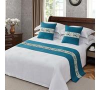 HSTANGKY Bed Runner Bedding Scarves Hotel Bedspread Decoration High-grade Cotton Linen Bedding Protection Simple Bed Towel for Twin Queen King Size-Blue||50X240cm for 1.8m Bed