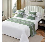 HSTANGKY Bed Runner Bedding Scarves Hotel Bedspread Decoration High-grade Cotton Linen Bedding Protection Simple Bed Towel for Twin Queen King Size-Green||50X240cm for 1.8m Bed