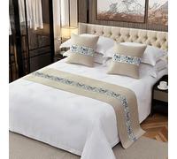 HSTANGKY Bed Runner Bedding Scarves Hotel Bedspread Decoration High-grade Cotton Linen Bedding Protection Simple Bed Towel for Twin Queen King Size-Khaki||50X260cm for 2.0m Bed