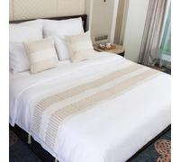HSTANGKY Bed Runner Bedding Scarves Luxury Velvet Bed Throw with Tassel Hotel Bedroom Bedspread Decoration Soft Coverlet Protector Bed End Towel for Twin Queen King Size-White||45X240cm for 1.8m Bed