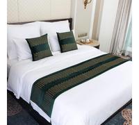 HSTANGKY Bed Runner Bedding Scarves Luxury Velvet Bed Throw with Tassel Hotel Bedroom Bedspread Decoration Soft Coverlet Protector Bed End Towel for Twin Queen King Size-Green||45X240cm for 1.8m Bed