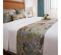 HSTANGKY Bed Runner Bedding Scarves Vintage Light Luxury Bed Throws Bed Sheet Decoration Soft Colourfast Bedspreads Protector Bed End Scarf for Twin Queen King Size-Blue||50X180cm for 1.2m Bed
