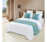 HSTANGKY Hotel Bed Runner Scarf Luxury No Fading Bed End Towel Soft Elegant Bedding Protection Bedroom Comfortable Fabric Bedspread Decorative for Twin Queen King Size Bed-Blue||50X180cm for 1.2m Bed