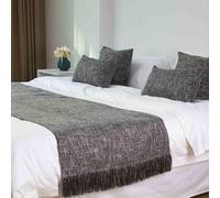 HSTANGKY Hotel Bed Runner Scarf Modern Solid Color Tassel Bedding Decor Luxury Soft Bed End Decorative Strip Quality Bedspreads Protection for Twin Queen King Size Bed-Black||1pcs Pillowcase