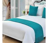 HSTANGKY Hotel Bed Runners Scarf Solid Color Woven Knitted Bed End Scarf Sofa Throw Blanket Decorative Modern No Fading Bedding Protector for Twin Queen King Size Bed-Green||60X180cm for 1.2m Bed