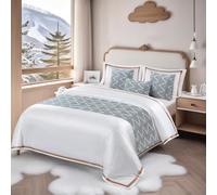HSTANGKY Hotel Bedding Bed Runner Scarf Modern Geometric Wave Pattern Bed End Towel Soft Bedspreads Coverlets Protection High-end Sheet Decorative for Twin Queen King Size-Blue||45X240cm for 1.8m Bed
