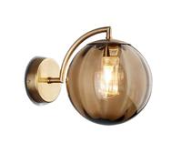 HSTBLEOO Post Modern Nordic Glass Wall Sconce Industrial Farmhouse Mid Century Wall Light Green Gray Amber Ribbed Glass Ball Round(Color:Brown)