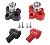 Hsthe Sea 1Pair M8 Wiring Nut 48V Battery Power Terminal Block Bus Bar Terminal Block with Rubber Cover for Auto Truck RV Boat