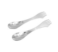 Hsthe Sea 2 Pack 3-in-1 Stainless Steel Camping Cutlery, Outdoor Spork, Knife Spoon Fork Ultralight Cutlery Combination for Outdoor Camping, Silver