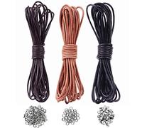 Hsthe Sea 3 Pack of Leather Cord 2 mm x 5 m with 150 Pieces Lobster Clasp Leather Chain for DIY Bracelet Necklace Jewellery Making