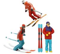 Hsthe Sea 3 Pcs Miniature Model Skiing Figures Scenario Scenes Micro Landscape Building Road Railway Decor