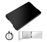 Hsthe Sea 3 Way Mirror with Lights,360 Mirror with Three Colors Lights,Hairc ut Mirror with Retractable Hook For Self Styling and Barbering Makeup Shaving,LED Shaving Mirror