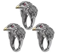 Hsthe Sea 3pcs Eagle Open Rings, Vintage Adjustable Men's Rings, Eagle Head Rings for Unisex, Bold Statement Jewelry for Men and Women, Adjustable Fit