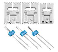 Hsthe Sea 3PCS Sewing Machine Needles Twin Needle 2/3/4mm with 3 Pintuck Presser Foot for Sewing Machine -3 Sizes