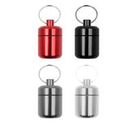 Hsthe Sea 4 Pcs Metal Pill Box, Small Pill Box Key Ring Mini Capsule Pill Box Waterproof Tablet Box Portable Pill Box, for Travel Camping Fishing Storage