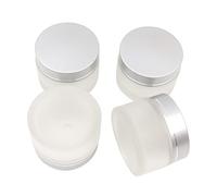 Hsthe Sea 4 Pieces Packs 30ml / 30g Empty Sample Jars Refillable Frosted Glass Cream Jar Bottle with silver Lid Containers