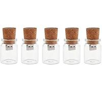 Hsthe Sea 5 PACK Cute Flash Drive USB 2.0 Storage Jars Unique Box Glass Jar Bottle and Cork Memory Stick Pen Drive Wedding Gift Electronics Fancy Pendrive (4GB)