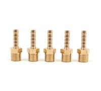 Hsthe Sea 5 Pcs 6 mm to 1/4” BSP Solid Brass Hose Tail Connector Barbed to BSP Male Thread,Pond/Pool/Hose Pipe Adapter