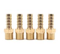 Hsthe Sea 5 Pcs 8 mm to 1/4” BSP Solid Brass Hose Tail Connector Barbed to BSP Male Thread,Pond/Pool/Hose Pipe Adapter