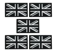 Hsthe Sea 5PCS Union Jack Patch Black United Kingdom Flag Patch Tactical Applique Fastener Hook Loop UK Emblem For Cap Bag Vest Military Uniforms
