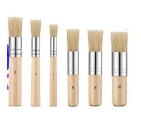 Hsthe Sea 6 Sizes Wooden Stencil Brushes Pure Natural Stencil Brushes Painting Bristle Brushes for Acrylic Oil Watercolor Art Painting Stencil Project DIY Crafts