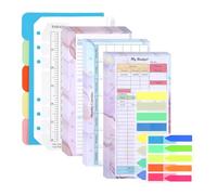 Hsthe Sea A6 Planner Inserts, 82 Sheets Planner Monthly Weekly and Budget Paper Kit with Index Paper Divider Cash Envelope Ruler and Index Stickers for Binder Cover Bill Saving
