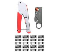 Hsthe Sea Compression Pliers Set Crimping Pliers Crimp Tool F Connector Set Stripping Tool Coaxial Cable Stripper RG59/RG6 with 20 Pieces Compression F-Connector for SAT Cable Coaxial Cable