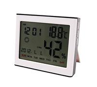 Hsthe Sea Desktop Digital Hygrometer Large LCD Screen with Time Indoor Humidity and meteorological for Home Office Greenhouse（Battery Included）
