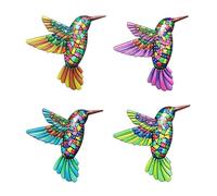 Hsthe Sea Metal Hummingbird Wall Decor, 4 Pack Metal Hummingbird Wall Art Decor, Wrought Iron Colorful Hummingbird Wall Sculptures, Outdoor Garden Fence Ornaments Hanging for Backyard Porch Patio