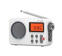 Hsthe Sea Multi-Function Radio - Battery Operated AM FM World Receiver with Large Display, Timing Function, Alarm Clock, USB Power Supply, and Transistor Radio in White