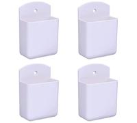Hsthe Sea Pack of 4 White Remote Holders Wall Mount Media Storage Box for Home Office Bedroom Parlor Self Adhesive Atorage Box